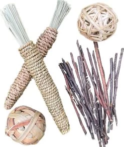 WeLovePets Konijnen Speelgoed Set 5-delig – Uitgebreide Set Van Hoogwaardige Kwaliteit – Hamster Speelgoed – Knaagdierenspeelgoed – Cavia Speelgoed