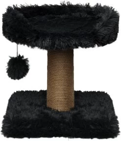 Topmast Krabpaal Fluffy Carasco – Zwart – 39 X 39 X 40 Cm – Made In EU – Krabpaal Voor Katten – Met Kattenmand – Sterk Sisal Touw