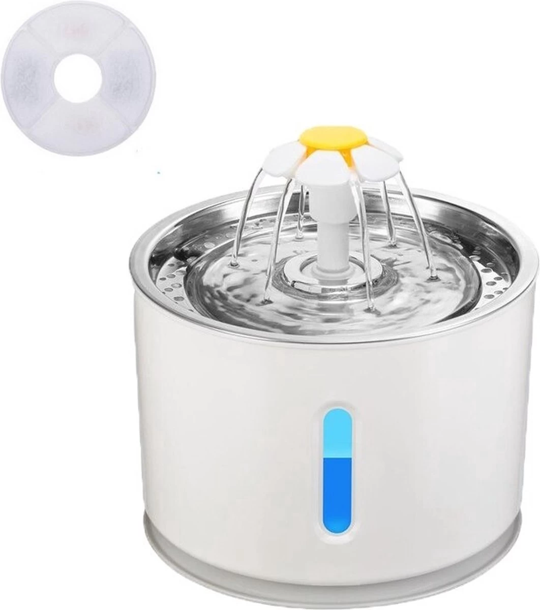 Drinkfontein – Fontein Voor Huisdieren – Kattenfontein – Huisdieren Speeltje – Zilver – Incl. 1 Filter