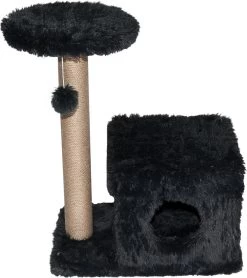 Topmast Krabpaal Fluffy Nevada – Zwart – 72 X 39 X 80 Cm – Made In EU – Krabpaal Voor Katten – Met Kattenhuis – Sterk Sisal Touw