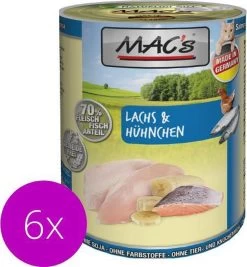 MAC’s Kattenvoer Natvoer Blik – 70% Zalm & Kip – 6 X 400g