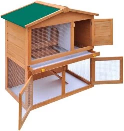 VidaXL Konijnenhok Voor Buiten Met 3 Deuren Hout