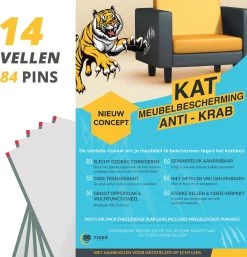 Tiger Guard Anti Krab Vellen – Anti Krab Katten – Krabpaal – Bankbeschermer Kat – 14 XXL Vellen