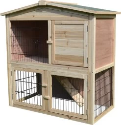 PawHut Konijnenhok Konijnenkooi Kippenhok Hok Voor Konijnen Cavia’s 3 Deuren D51-106