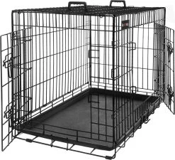 Hondenkooi 2 Deuren Hondenbox Transportbox Opvouwbaar Transportkooi Draadkooi Katten Konijnen Gevogelte Kooi Zwart XXL 106 X 77,5 X 70 Cm HMPPD42H