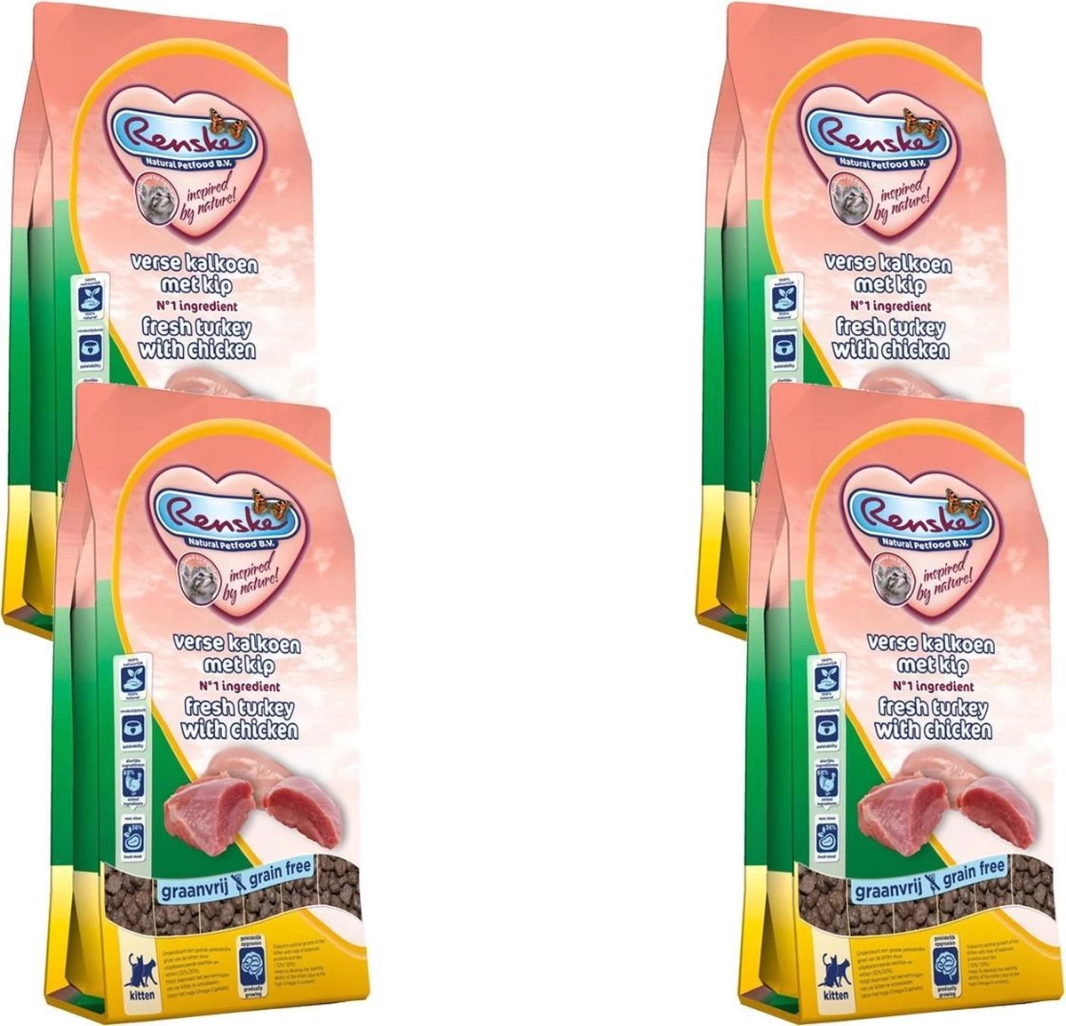 Renske Kitten Verse Kalkoen&Kip – Kattenvoer – 4 X 400 G