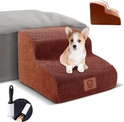 Hondentrap Voor Kleine Honden, 2 Treden Huisdiertrap Voor Honden En Katten, Spons Hondentrap Voor Slaapbank, Zacht Hangend Ontwerp, Antislip Verwijderbaar Wasbaar – Stuur 1 Pluizenroller