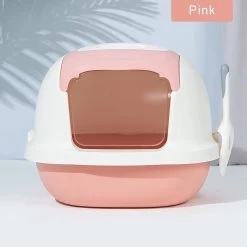 Pakeway Nieuwe Kattenbak Gesloten Schep Kattenbakvulling Pan Milieuvriendelijke Kattenbak Met Kap – Gratis Zeef T.w.v 7.49!! – Roze