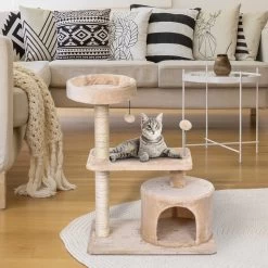 Nancy’s Norland Cat Tree 3-Tier Krabpaal – Beige – Spaanplaat, Pluche, Sisal – 24,01 Cm X 16,14 Cm X 31,89 Cm