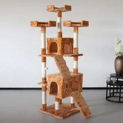 REKE Simba Kattenhuis – Krabpaal – Beige – 50 X 50 X 170 Cm