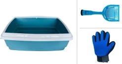 Kattentoilet/kattenbak + Kattenbakschep Met 20 Wegwerpzakjes + Vachtverzorgingshandschoen