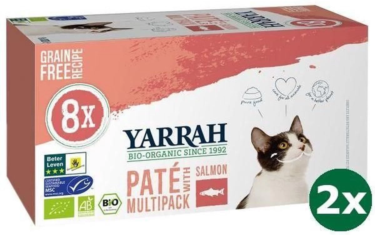 Yarrah Cat Alu Pate Multipack Salmon Kattenvoer 2x 8Γ100 Gr NL-BIO-01