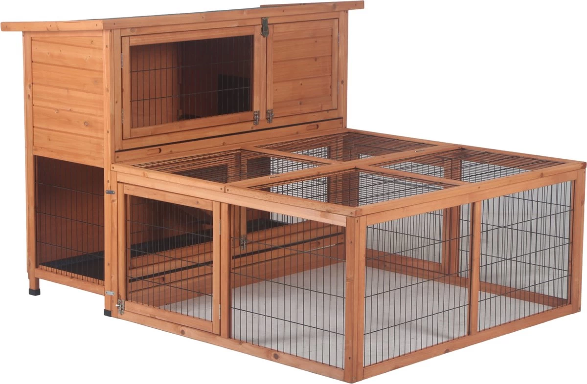 MaxxPet Konijnenhok Met Ren – Konijnenren – Konijnenhuis – Konijnenkooi – Knaagdieren Kooi – 147x112x94cm