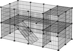 LIVINGSIGNS Kooi, 36 Borden, 2 Niveaus, 143 X 71 X 73 Cm, Doos Voor Kleine Dieren En Cavia’s Incl. Rubberen Hamer Voor Binnen, Individueel Te Monteren, Zwart