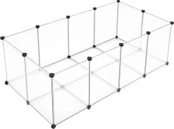 Hoppa! Huisdier Lichaamsbeweging Speelbox Met Bodem, 20 Panelen, DIY Behuizing Hek Kooi Voor Kleine Dieren, Cavia’s, Hamsters, Konijntjes, Huisdier Rennen En Krat, Wit