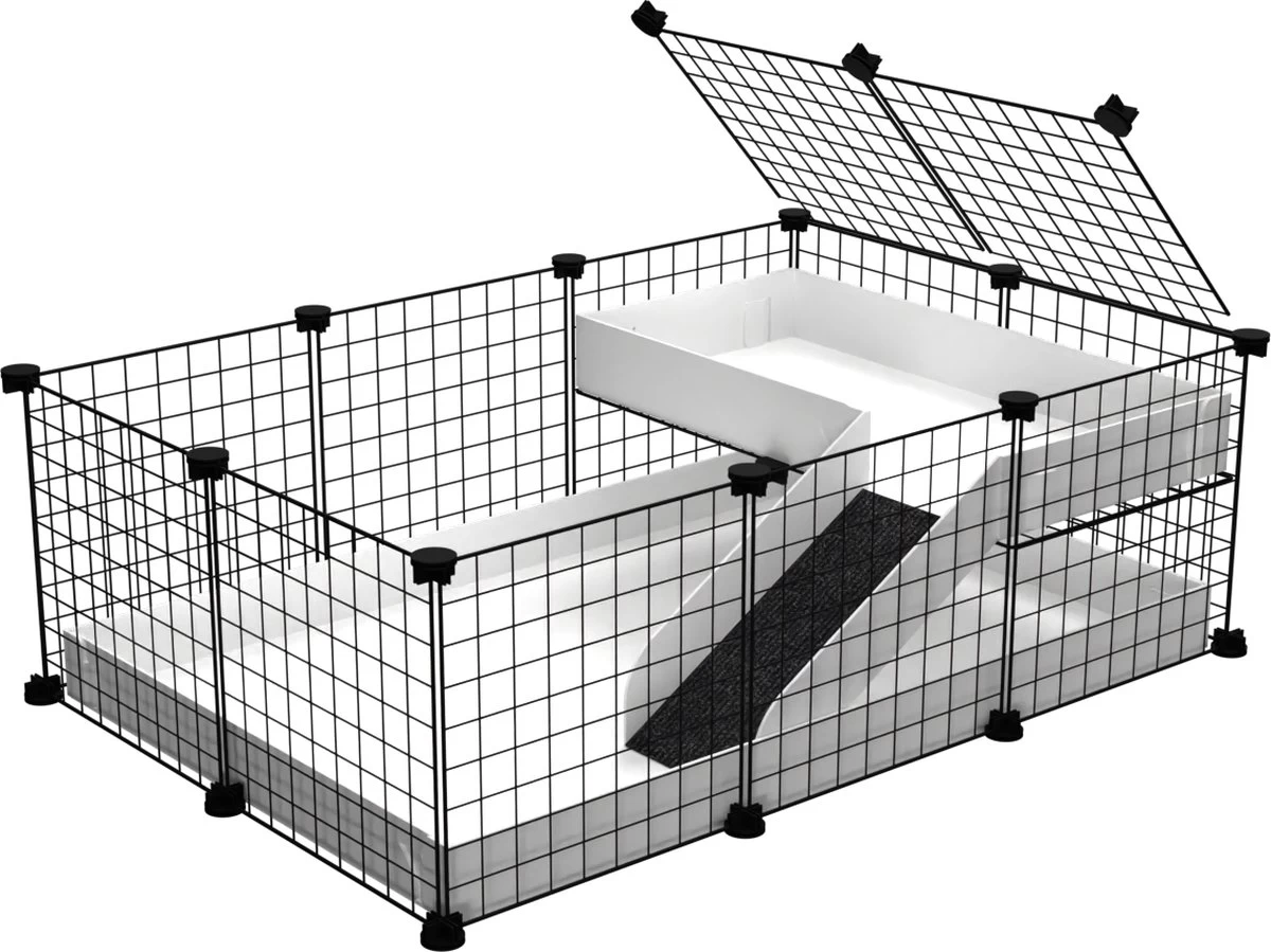 EnNELA Draadkubus Kooi Met Loft Voor Cavia 3 X 2 X 1 C&C Cage Zwart
