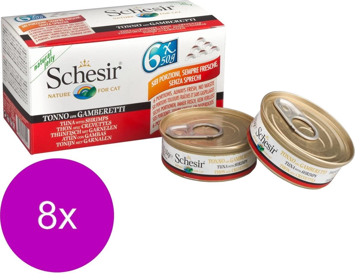 Schesir Kat Mp Blik Gelei 6Γ50 G β Kattenvoer β 8 X Tonijn&Garnaal