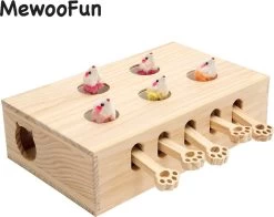 Mewoofun Massief Houten Katten Speelgoed – Wack A Mole – Interactief – Wooden Cat Toy