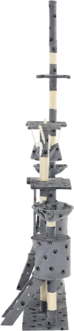 VidaXL Kattenpaal Met Sisal Krabpalen 230-250 Cm Pootafdrukken Grijs