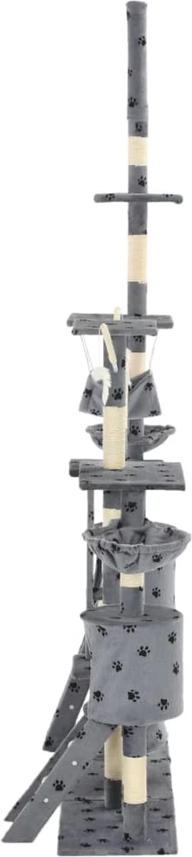 VidaXL Kattenpaal Met Sisal Krabpalen 230-250 Cm Pootafdrukken Grijs