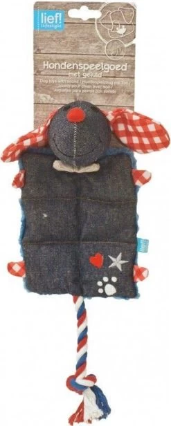 Lief! Hondenspeelgoed Canvas Hond Met Piep Uni Denim 16 CM