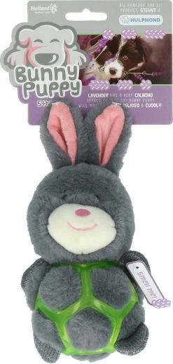 Bunny Puppy Strappy – Hondenknuffel – Kalmerend – Grijs – 8 X 14 X 7 Cm