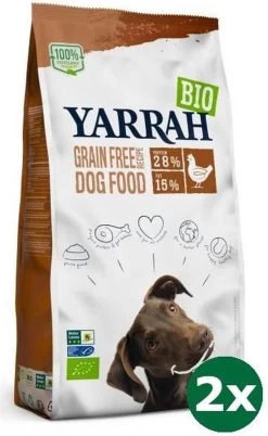 2×2 Kg Yarrah Dog Adult Graanvrij Kip/vis Hondenvoer