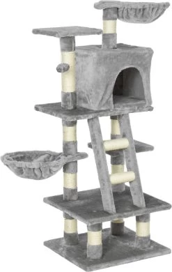PawHut Krabpaal Met Kattengrot Kattenboom Met Meerdere Verdiepingen Voor Katten Grijs D30-268
