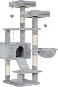 Krabpaal – Krabpaal Voor Katten – Kattenmand – Kattenhuis – Kattenmeubel – Klein – 48 X 32 X 68 Cm – Grijs