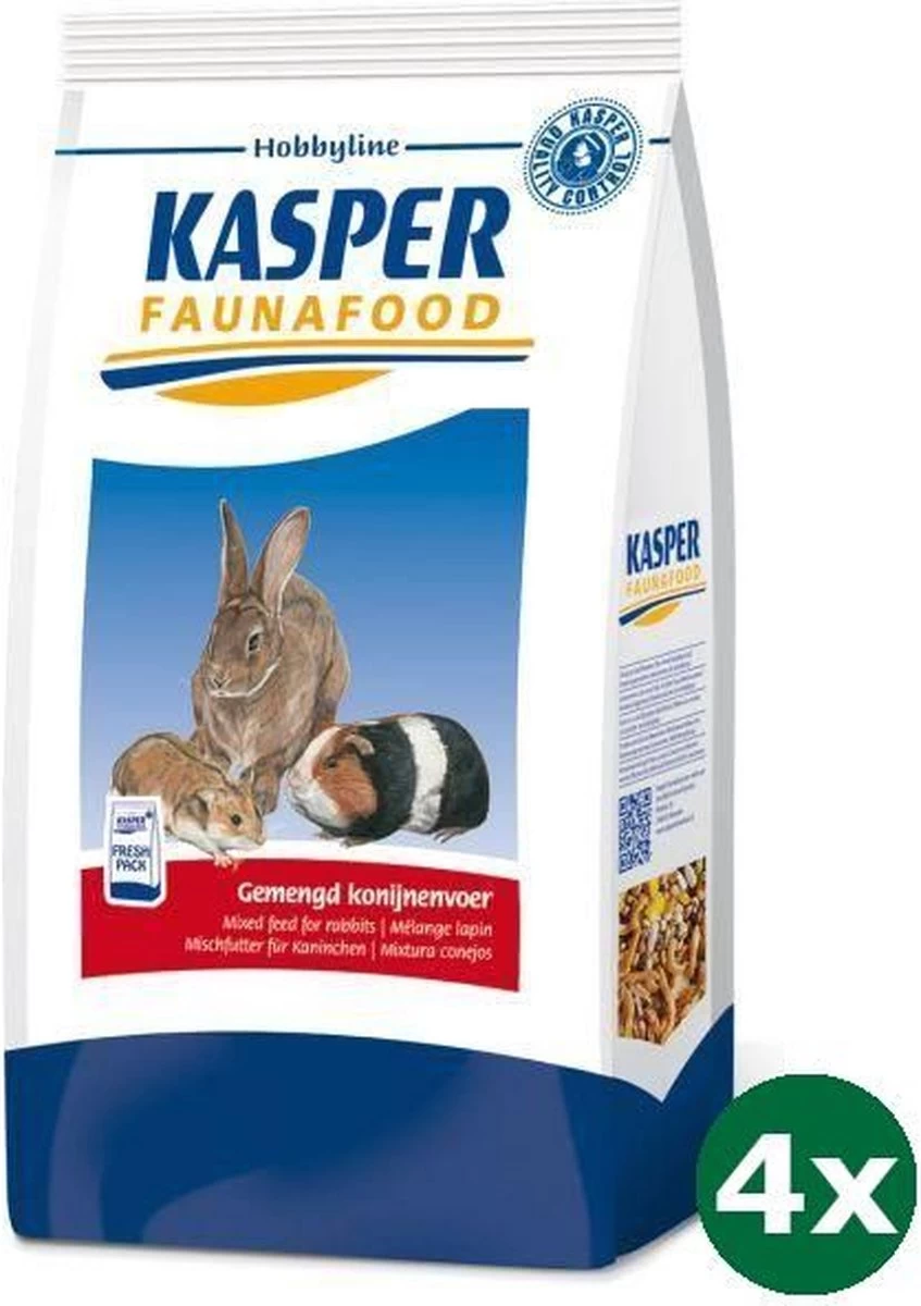 4Γ3,5 Kg Kasper Faunafood Hobbyline Gemengd Konijnenvoer Met Rode Wortel