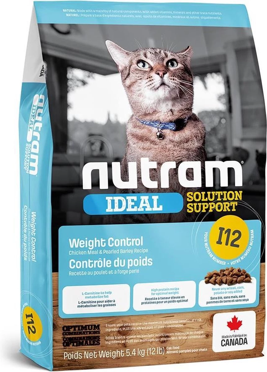 Nutram Kattenvoer Weight Control I12 5,4 Kg โ Kat