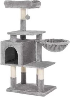 Segenn’s Krabpaal – Kattenboom – Met Hangmat 110 Cm Hoge Krabpaal – Lichtgrijs