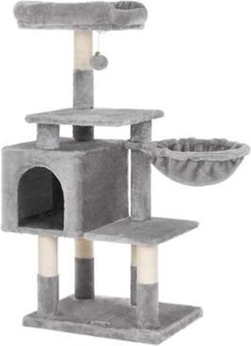 Segennβs Krabpaal β Kattenboom β Met Hangmat 110 Cm Hoge Krabpaal β Lichtgrijs