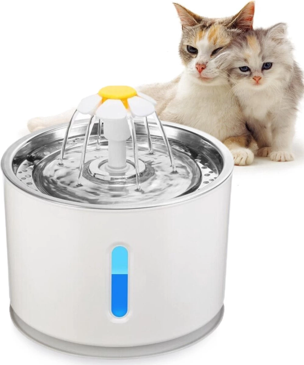 Arvona Drinkfontein – Drinkfontein Voor Katten En Honden – Led Verlichting – Waterfontein Incl. 5 Gratis Filters – 2.4L – 3 Standen